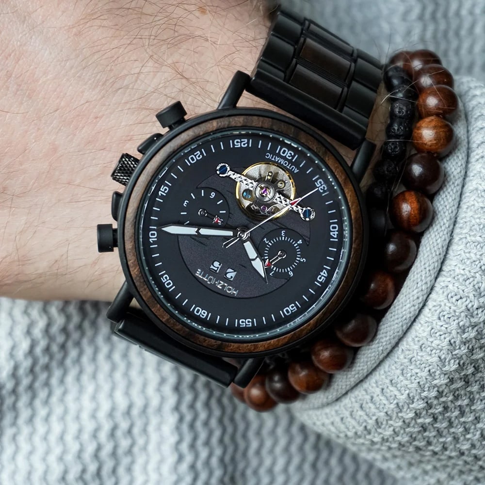 Toronto Holzuhr – Automatikuhr mit luxuriösem Holz-Design